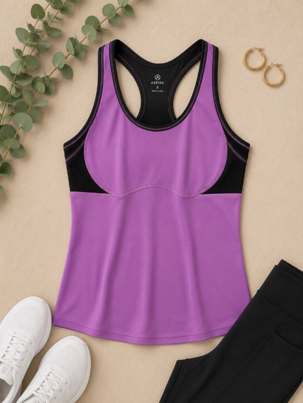 Aspire Racerback Athletic Tank Top | Women's Small | Purple & Black